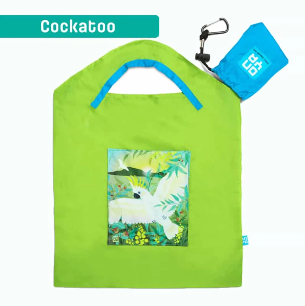 Onya Reusable Shopping Bag Green Cockatoo, Small Or Large Size - Image 2