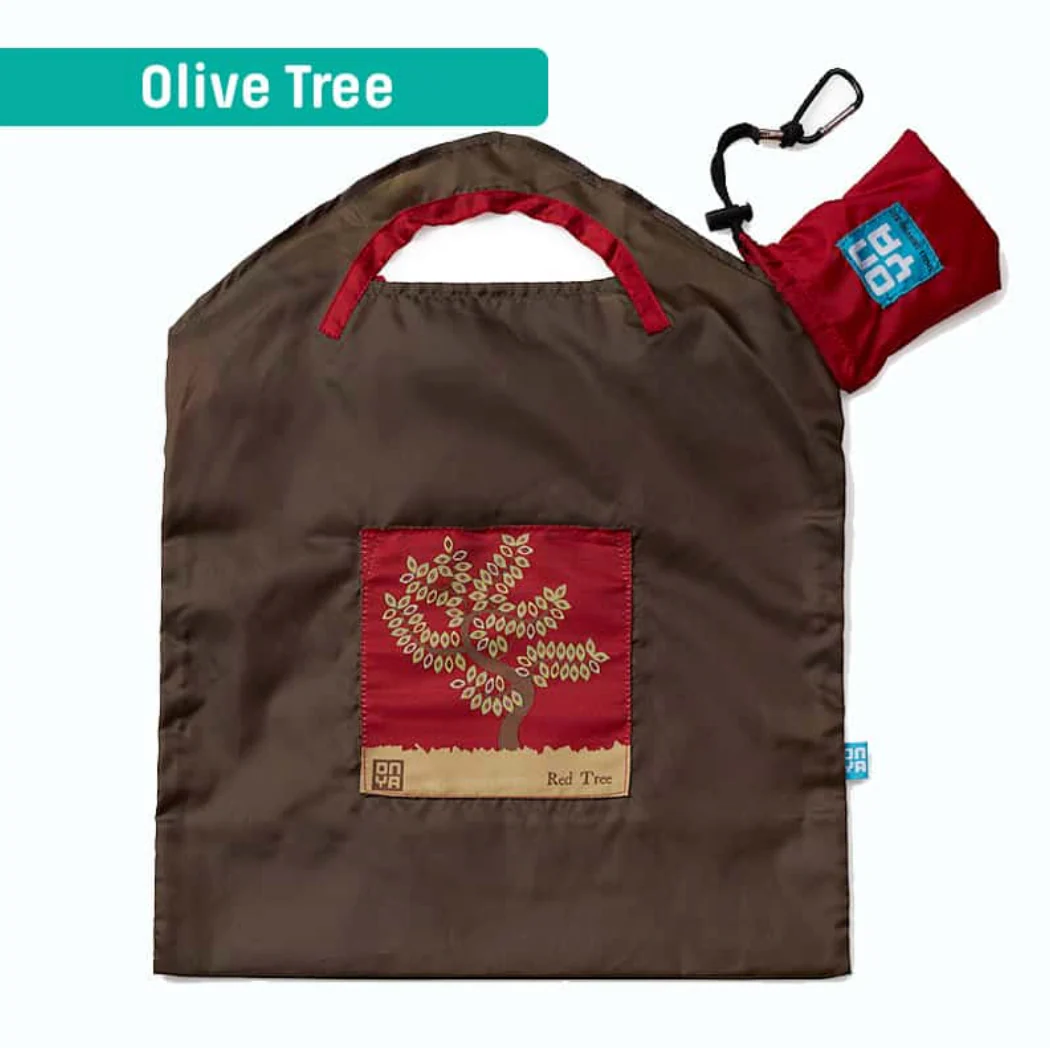 Onya Reusable Shopping Bag Olive Red Tree, Small Or Large Size