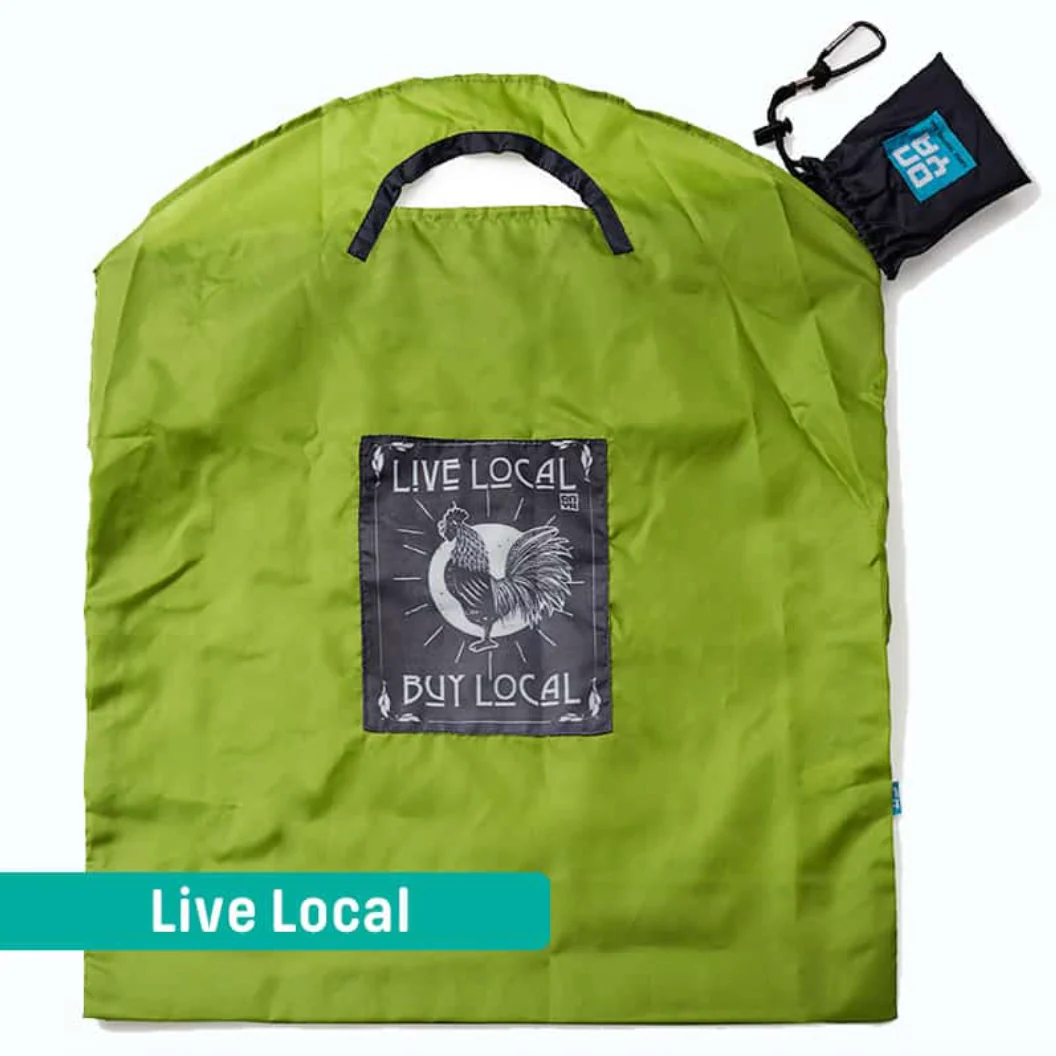 Onya Reusable Shopping Bag Green Live Local, Small Or Large Size - Image 2