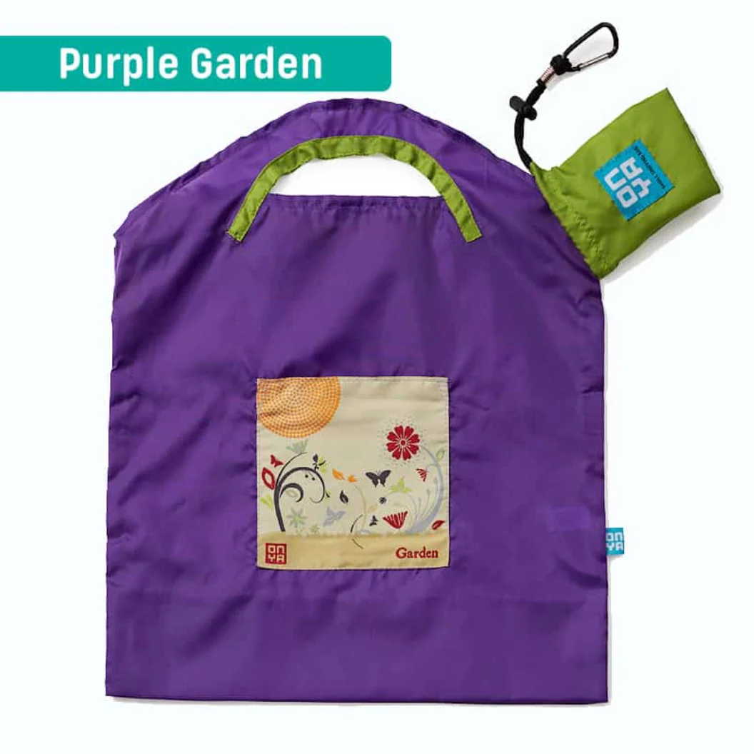 Onya Reusable Shopping Bag Purple Garden, Small Or Large Size - Image 2