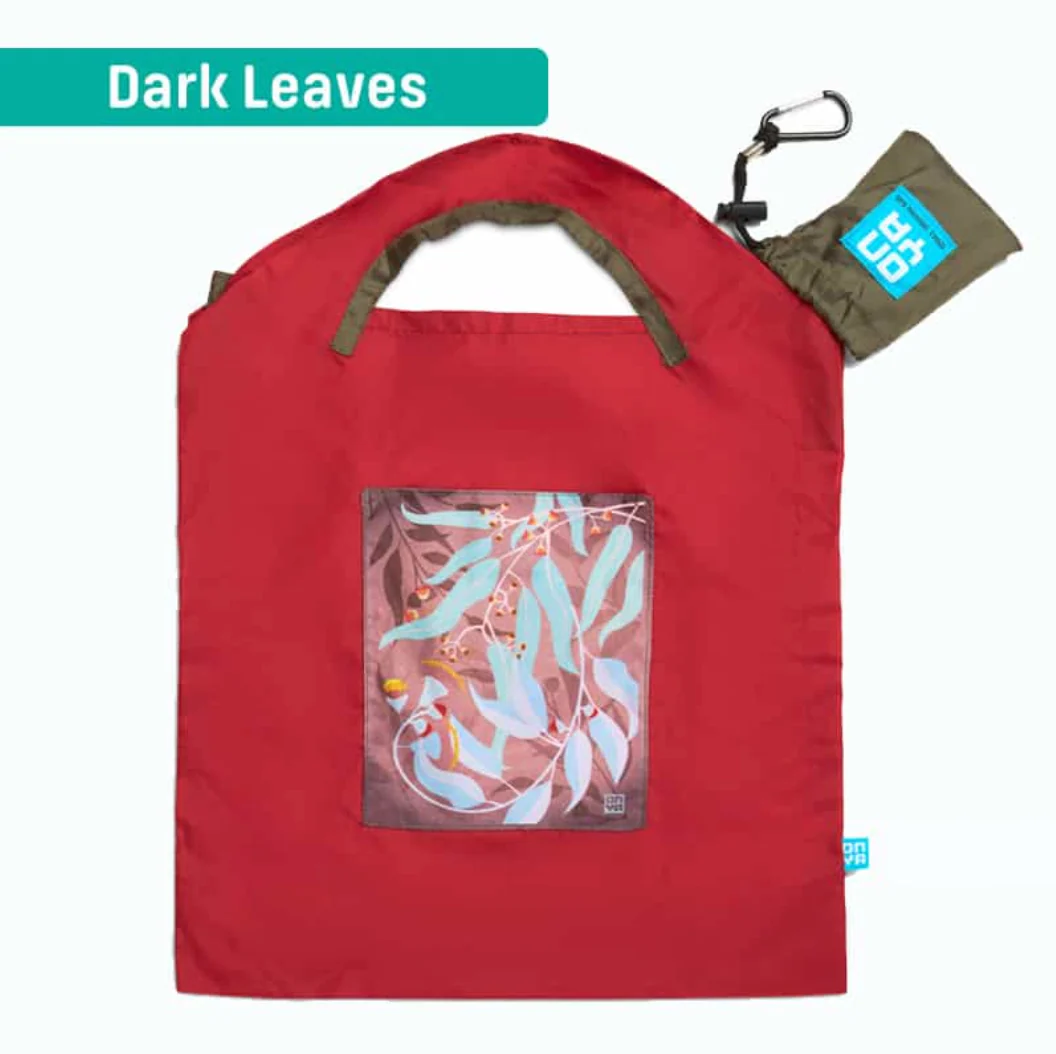 Onya Reusable Shopping Bag Red Dark Leaf, Small Or Large Size - Image 2