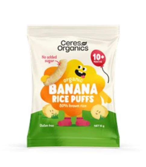 Ceres Organics Brown Rice Puffs 15g, Banana Flavour