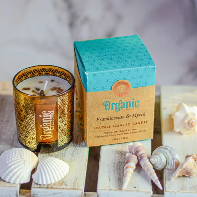 Organic Goodness Smudge Scented Candle 200g, Frankincense & Myrrh