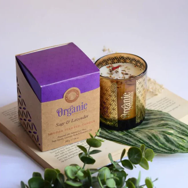Organic Goodness Smudge Scented Candle 200g, Sage & Lavender