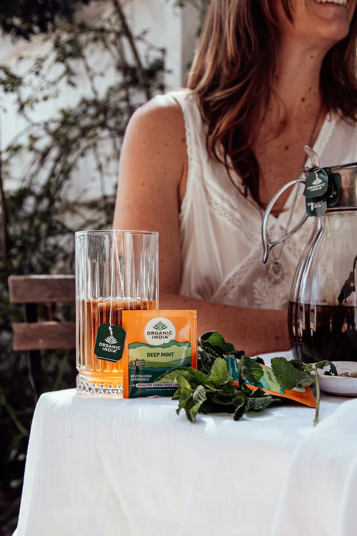 Organic India Certified Organic Deep Mint Tea 25 Bags, With Peppermint, Spearmint & Cardamom - Image 2