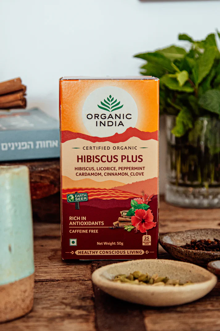 Organic India Certified Organic Hibiscus Plus Tea 25 Bags, With Licorice, Peppermint & More! - Image 2