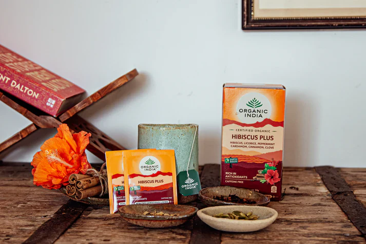 Organic India Certified Organic Hibiscus Plus Tea 25 Bags, With Licorice, Peppermint & More! - Image 4