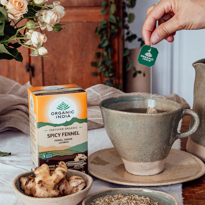 Organic India Certified Organic Spicy Fennel Tea 25 Bags, With Fennel, Ginger & Licorice - Image 2