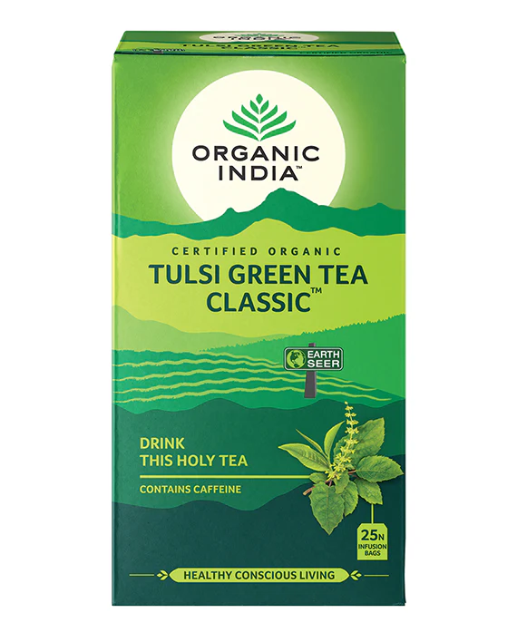 Organic India Wellness Tea Tulsi Green Tea Classic, 25 Herbal Tea Bags; Certified Organic - Image 3