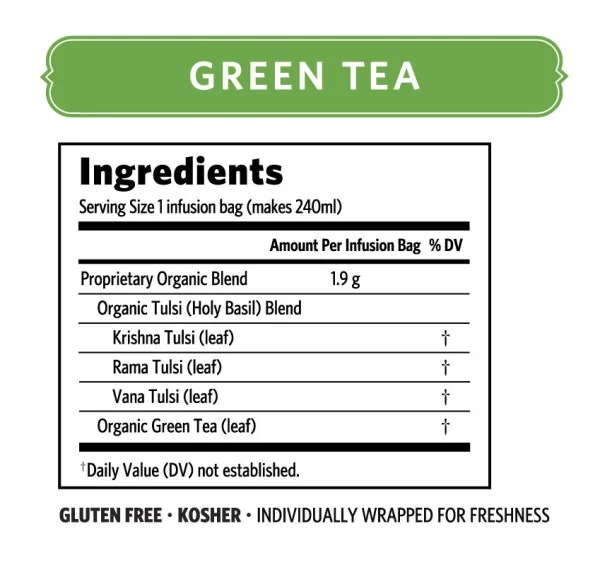 Organic India Wellness Tea Tulsi Green Tea Classic, 25 Herbal Tea Bags; Certified Organic - Image 5