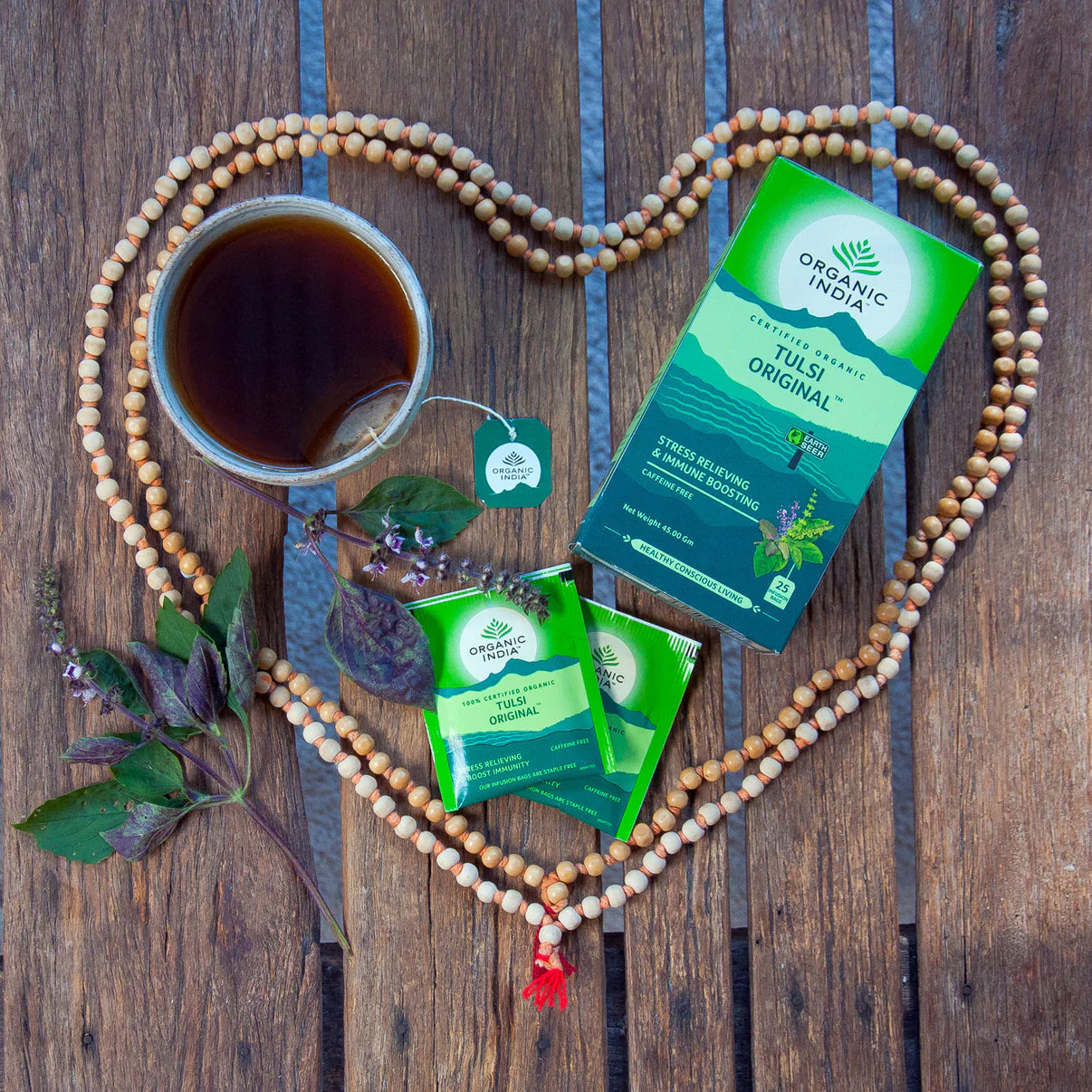 Organic India Wellness Tea Tulsi Original, 25 Herbal Tea Bags; Certified Organic - Image 2