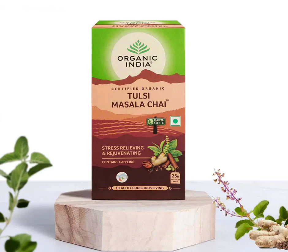 Organic India Tulsi Masala Chai 25 Bag, Spiced Ayurvedic Harmony