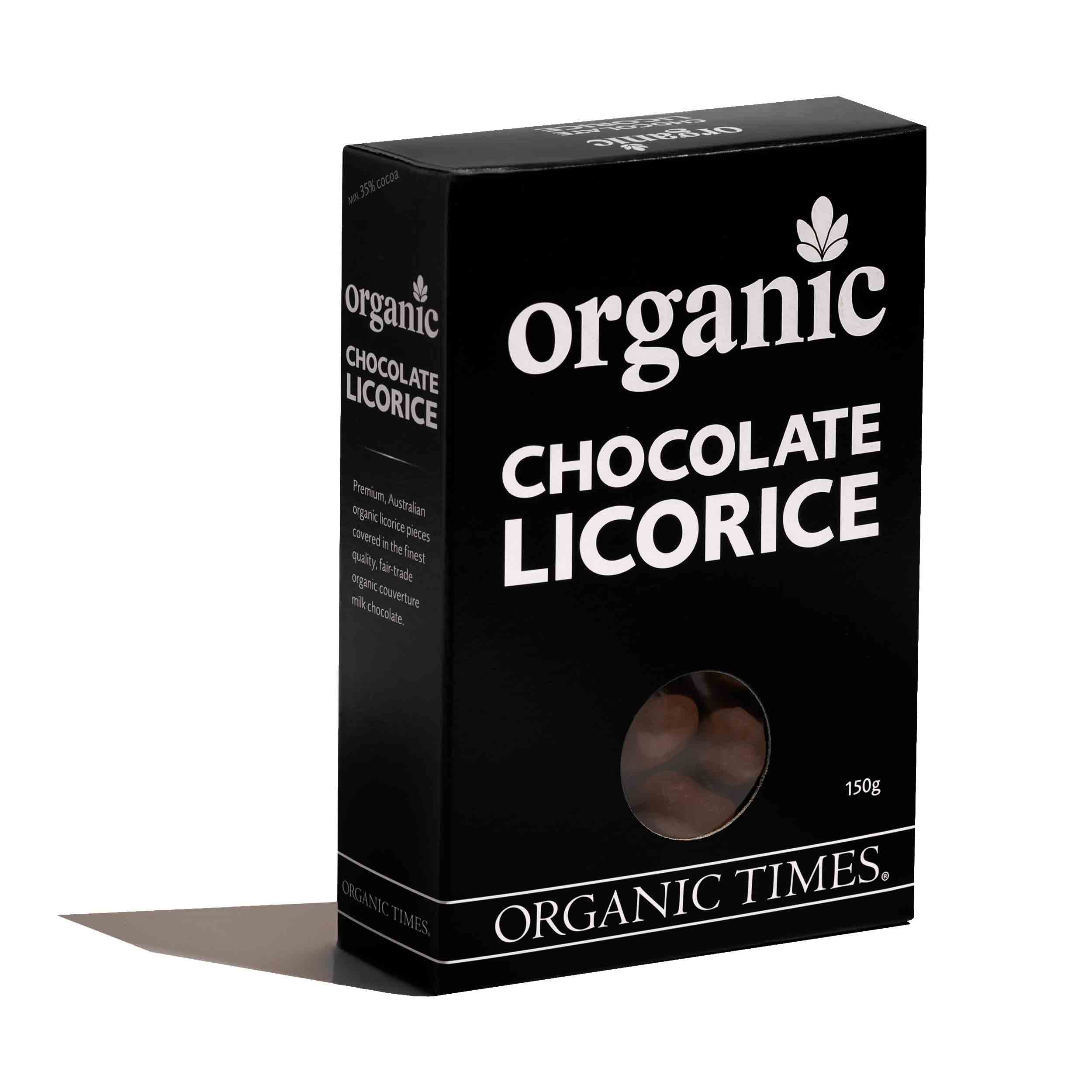 Organic Times Certified Organic Milk Chocolate Licorice 150g, Australian-Made!