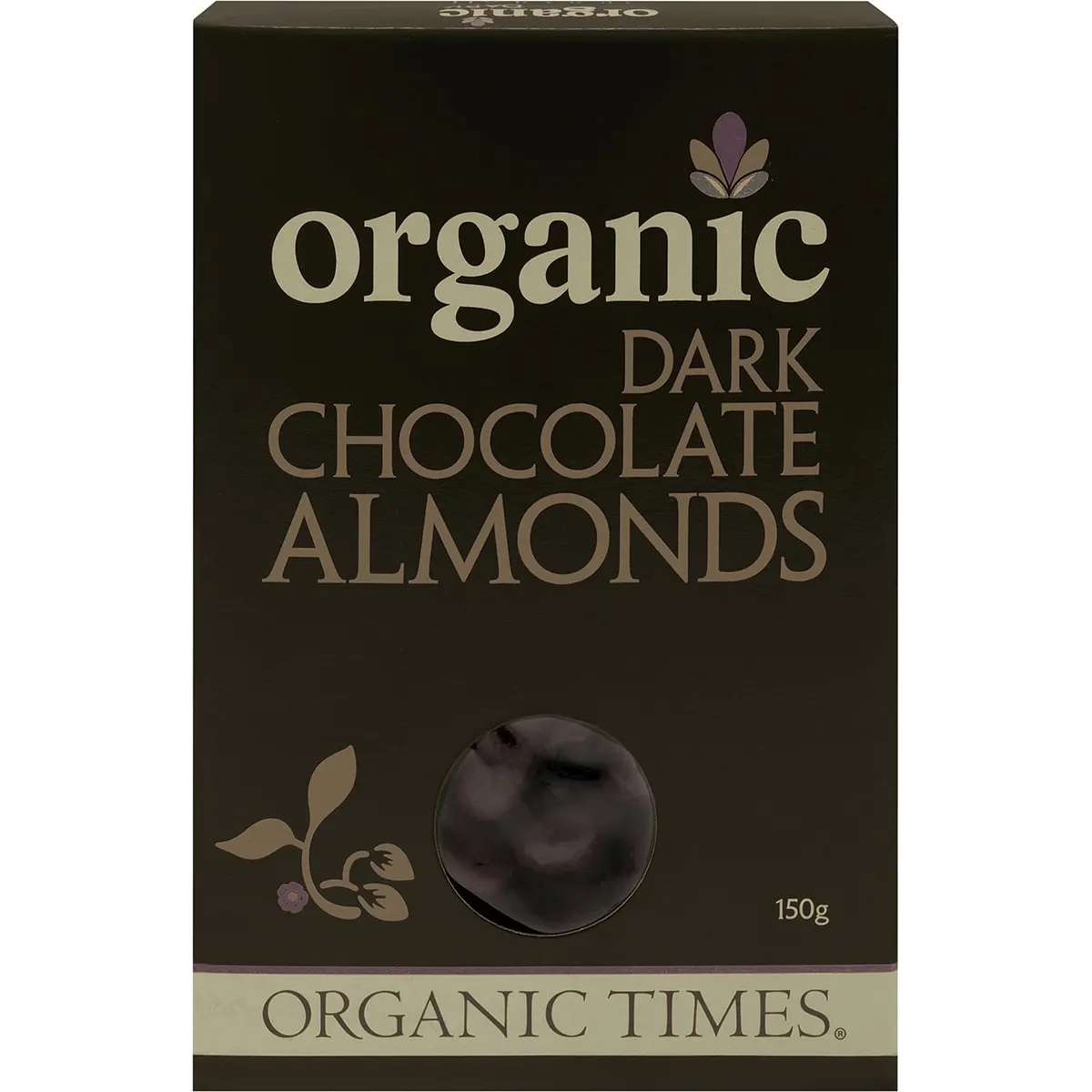 Organic Times Certified Organic Dark Chocolate Almonds 150g, Australian Roasted Almonds