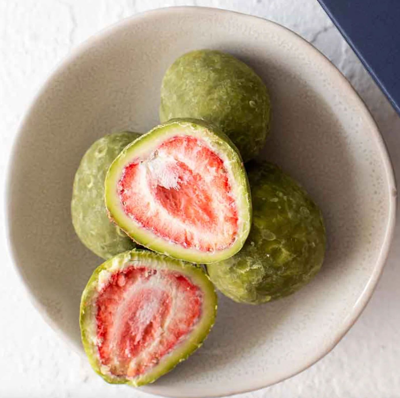 Organic Times Certified Organic Matcha White Chocolate Coated Strawberries 100g, With Freeze Dried Strawberries - Image 2