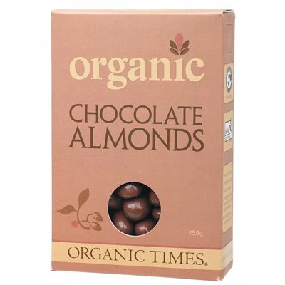 Organic Times Certified Organic Milk Chocolate Coated Almonds 150g, With Roasted Nuts