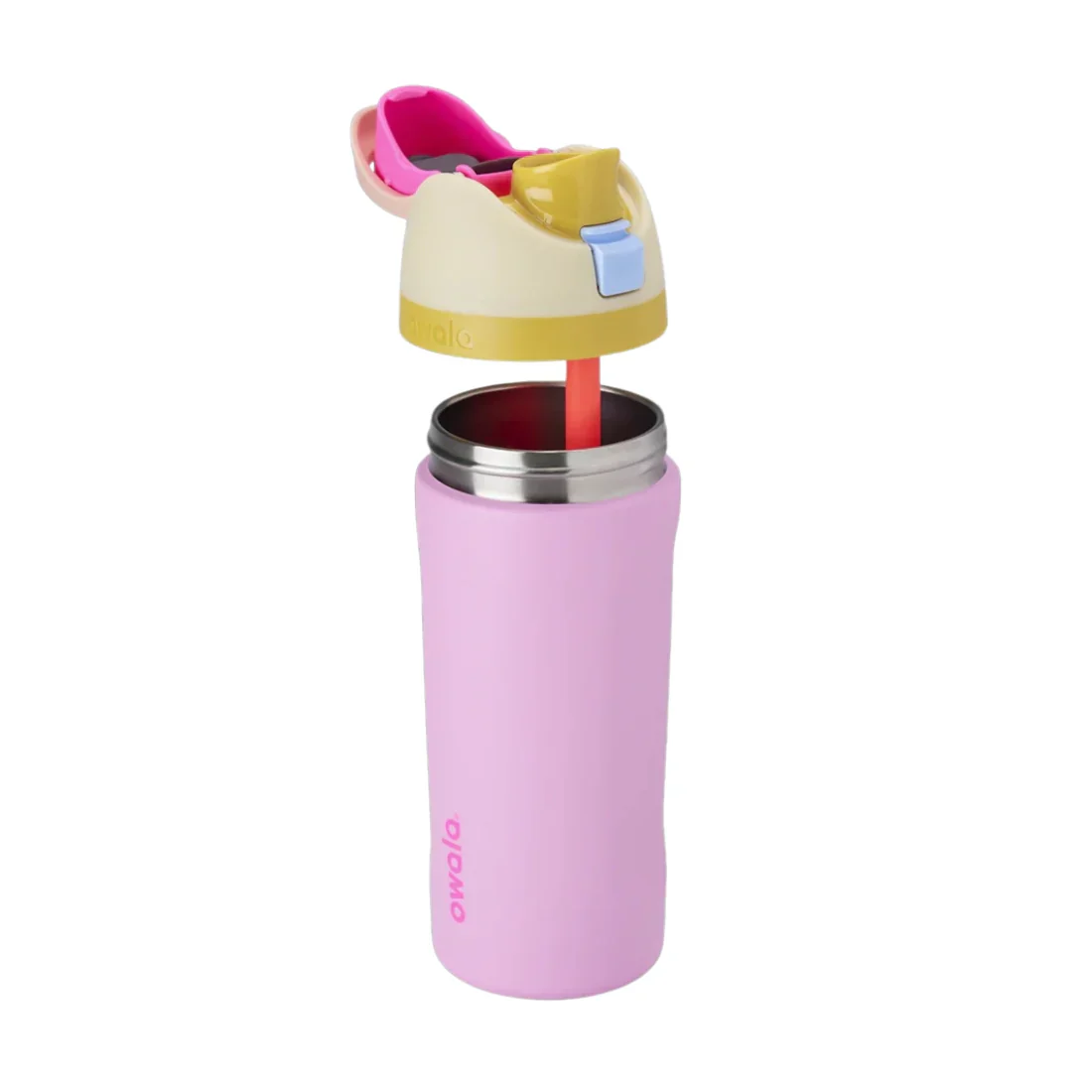 Owala Kids' FreeSip Stainless Steel Water Bottle 16oz, Tutti Frutti {Yellow/Pink} - Image 2
