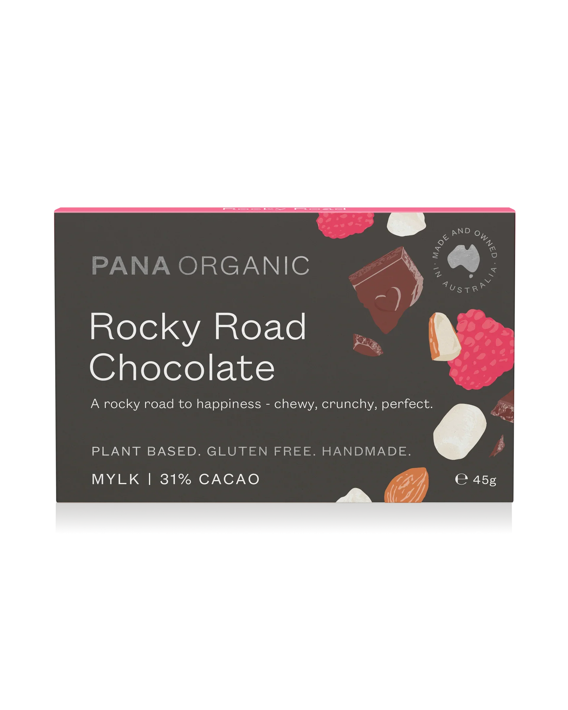 Pana Organic Certified Organic Rocky Road Chocolate 45g, With Almonds & Marshmallows