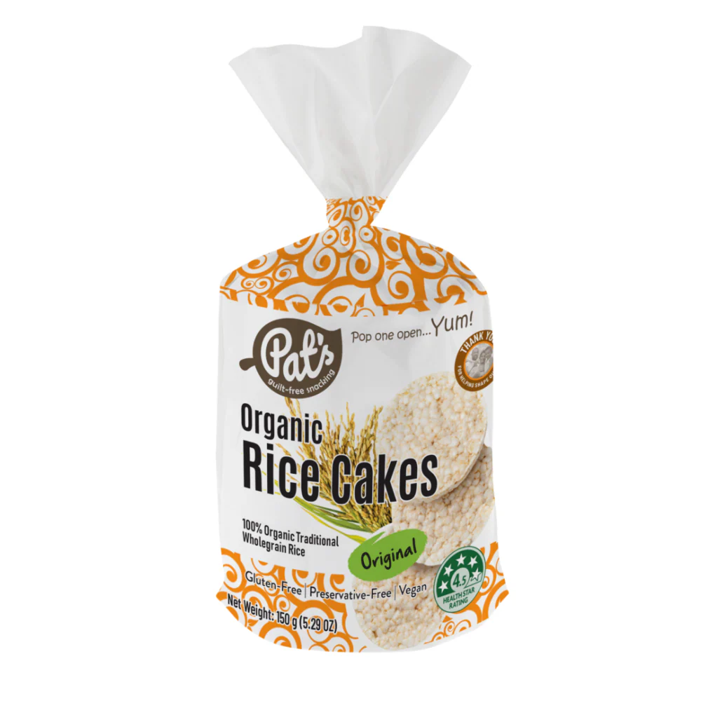 Pat's Organic Rice Cakes 150g, Original Flavour With Wholegrain Rice