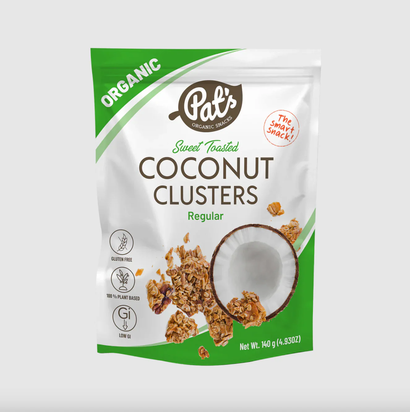 Pat's Organic Snacks Organic Coconut Clusters 140g, Regular Flavour