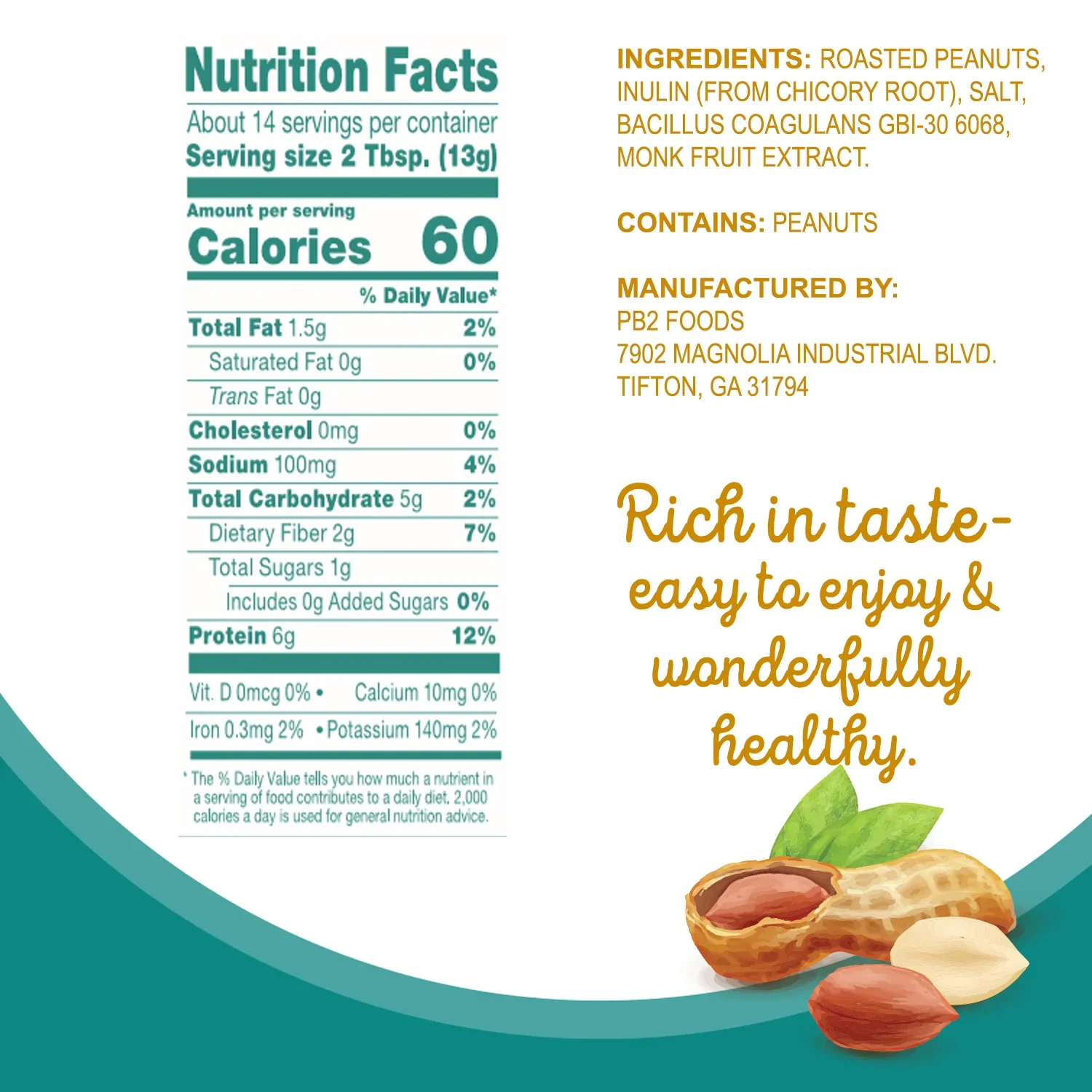 PB2 Powdered Peanut Butter 184g, The Pre+Probiotic Flavour - Image 2