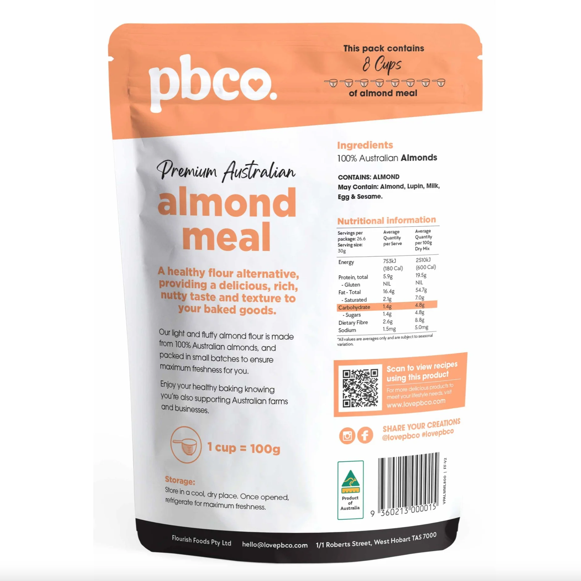 PBCo Almond Meal 800g, Premium Australian - Image 2