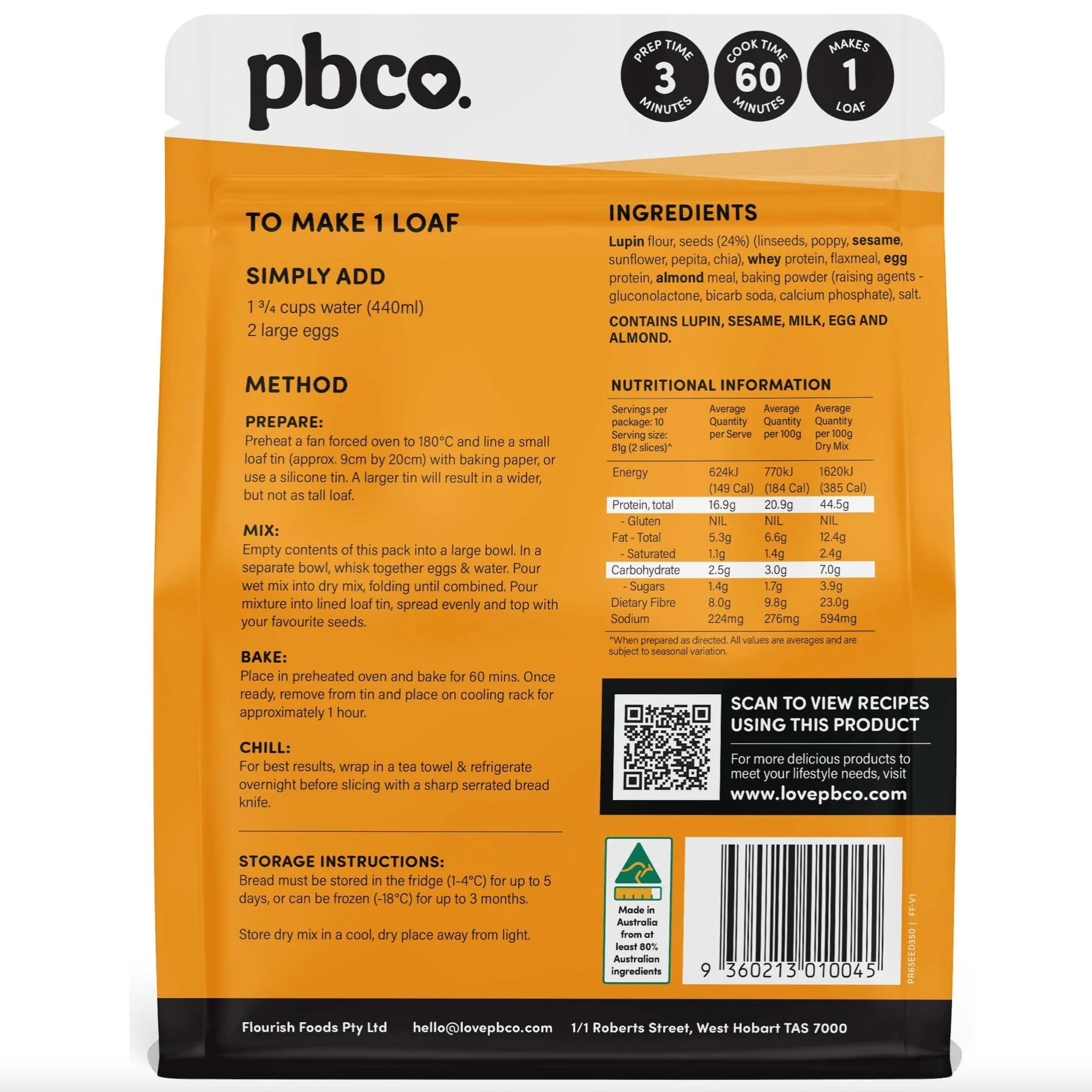 PBCo Protein Plus Mix 350g, 6 Seeds Bread Mix - Image 3