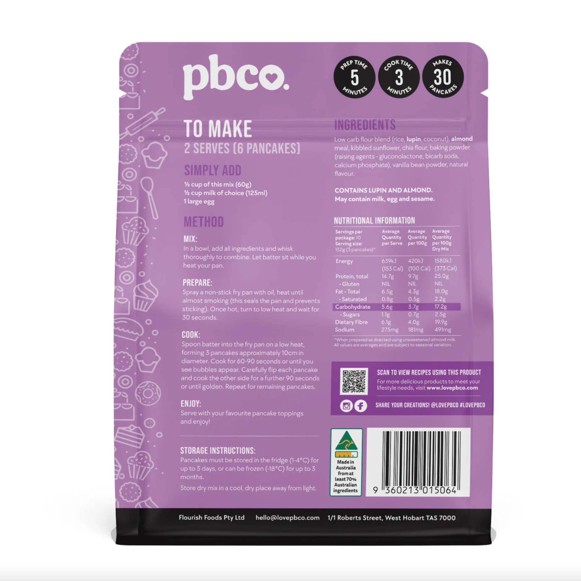 PBCo Low Carb Mix 300g, Pancake & Pikelet Mix - Image 3