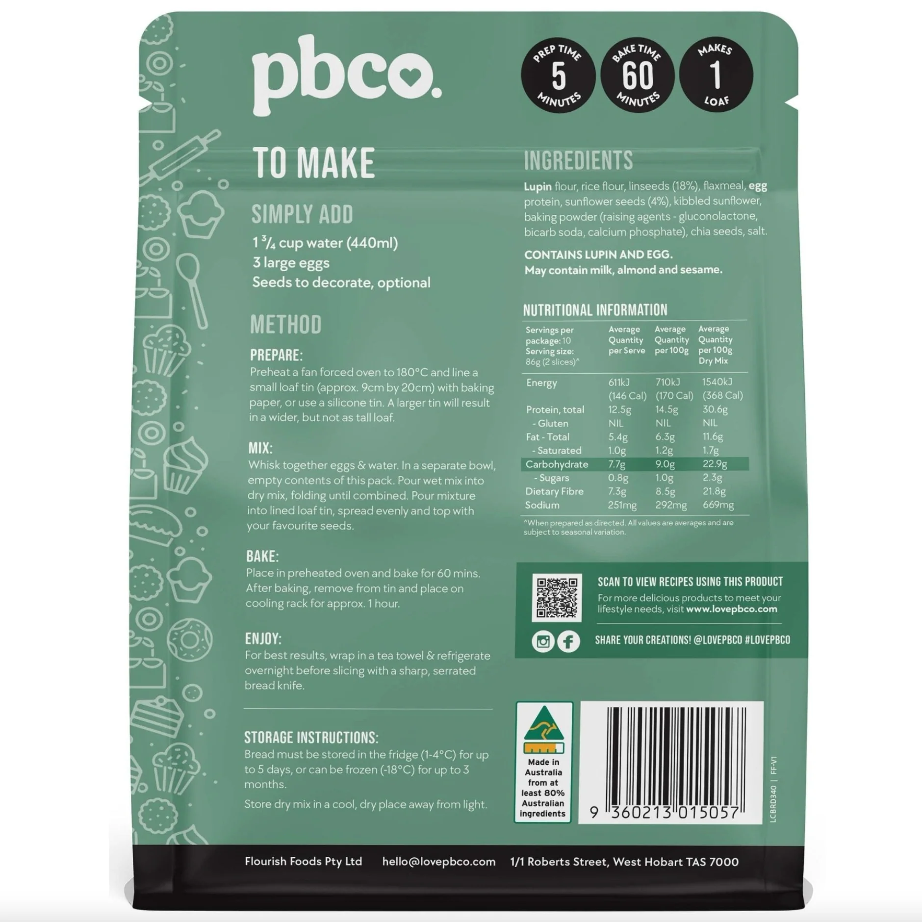 PBCo Low Carb Sunflower & Linseed Bread Mix 340g, Keto Friendly - Image 3