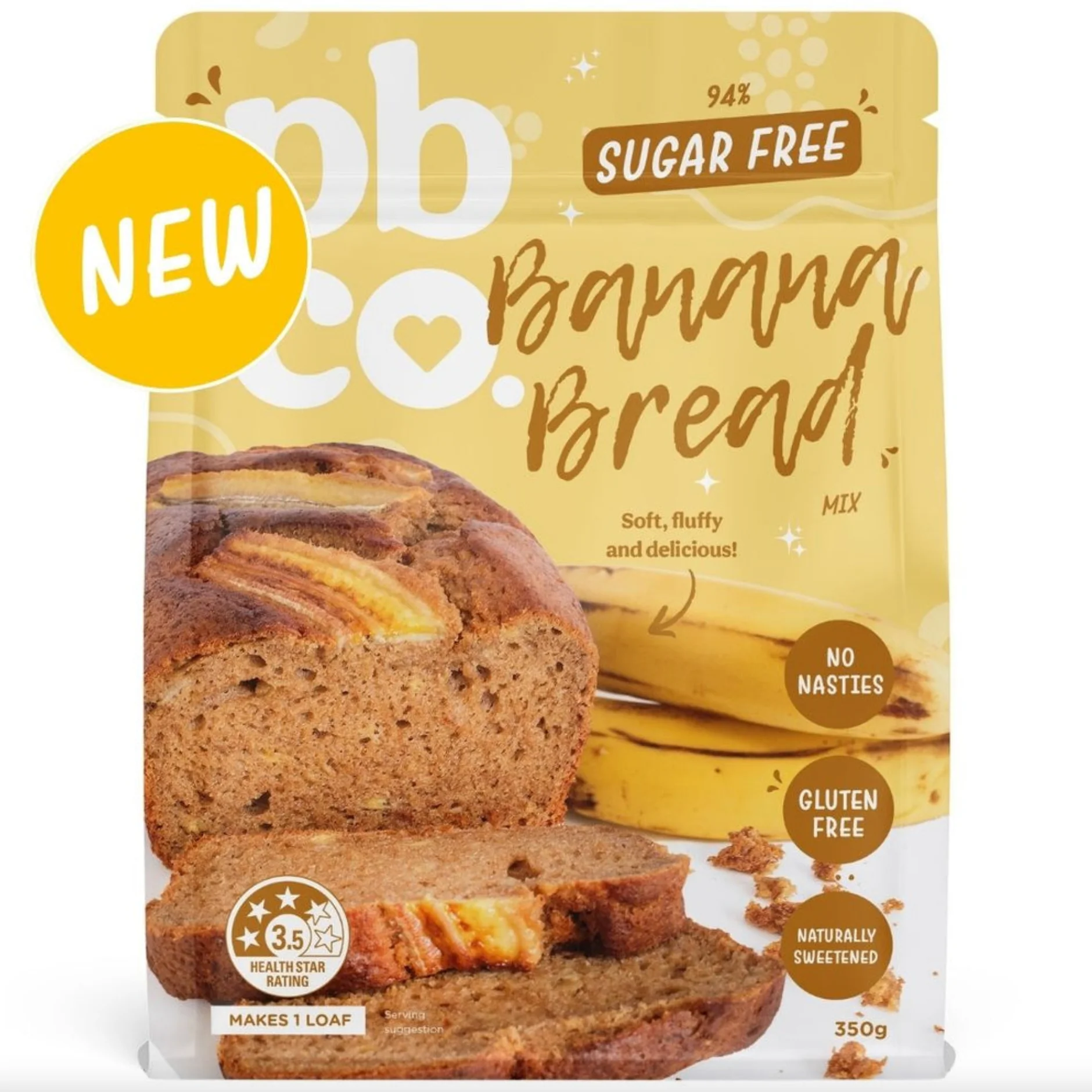 PBCo Sugar Free Mix 350g, Banana Bread Mix