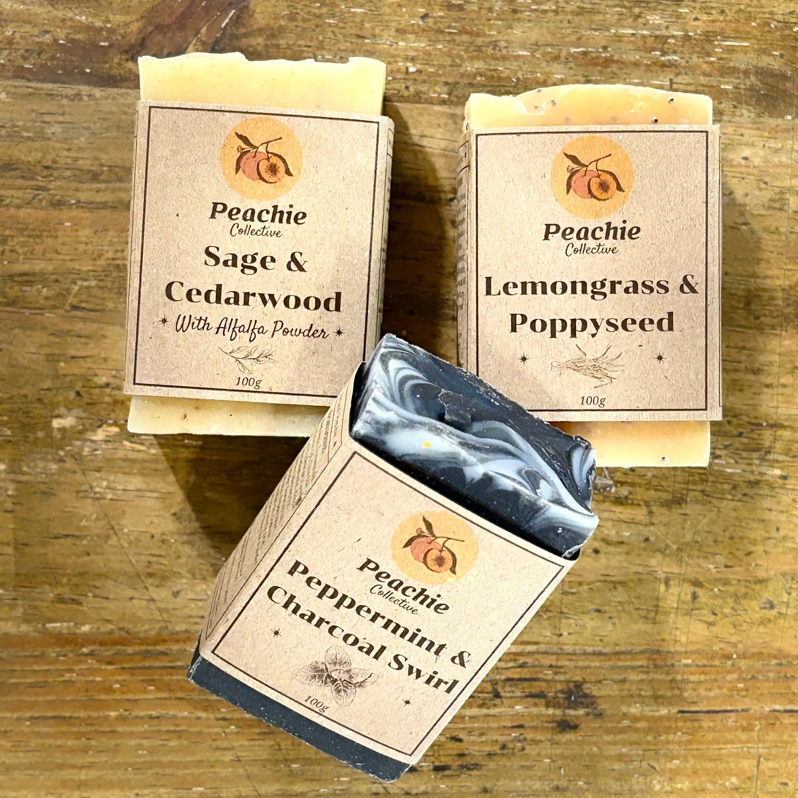 Peachie Collective Lemongrass & Poppyseed Soap 100g, Gently Exfoliates & Cleanses - Image 2