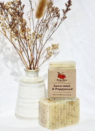 Peachie Collective Spearmint & Poppyseed Soap 100g, With Olive Oil & Spearmint Essential Oil
