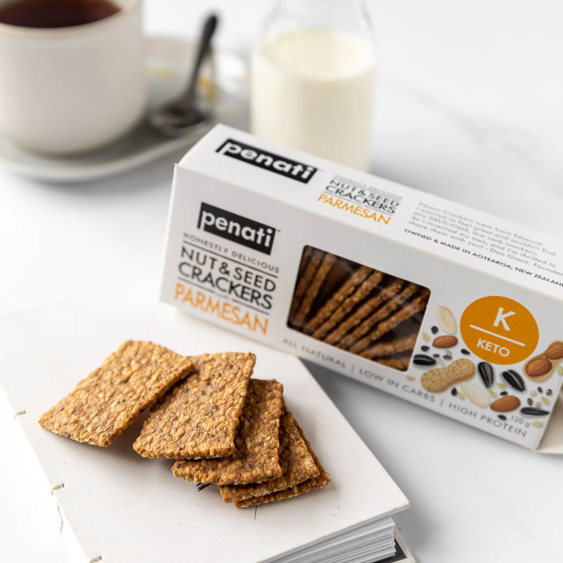 Penati Keto Nut & Seed Crackers 120g, Parmesan Flavour