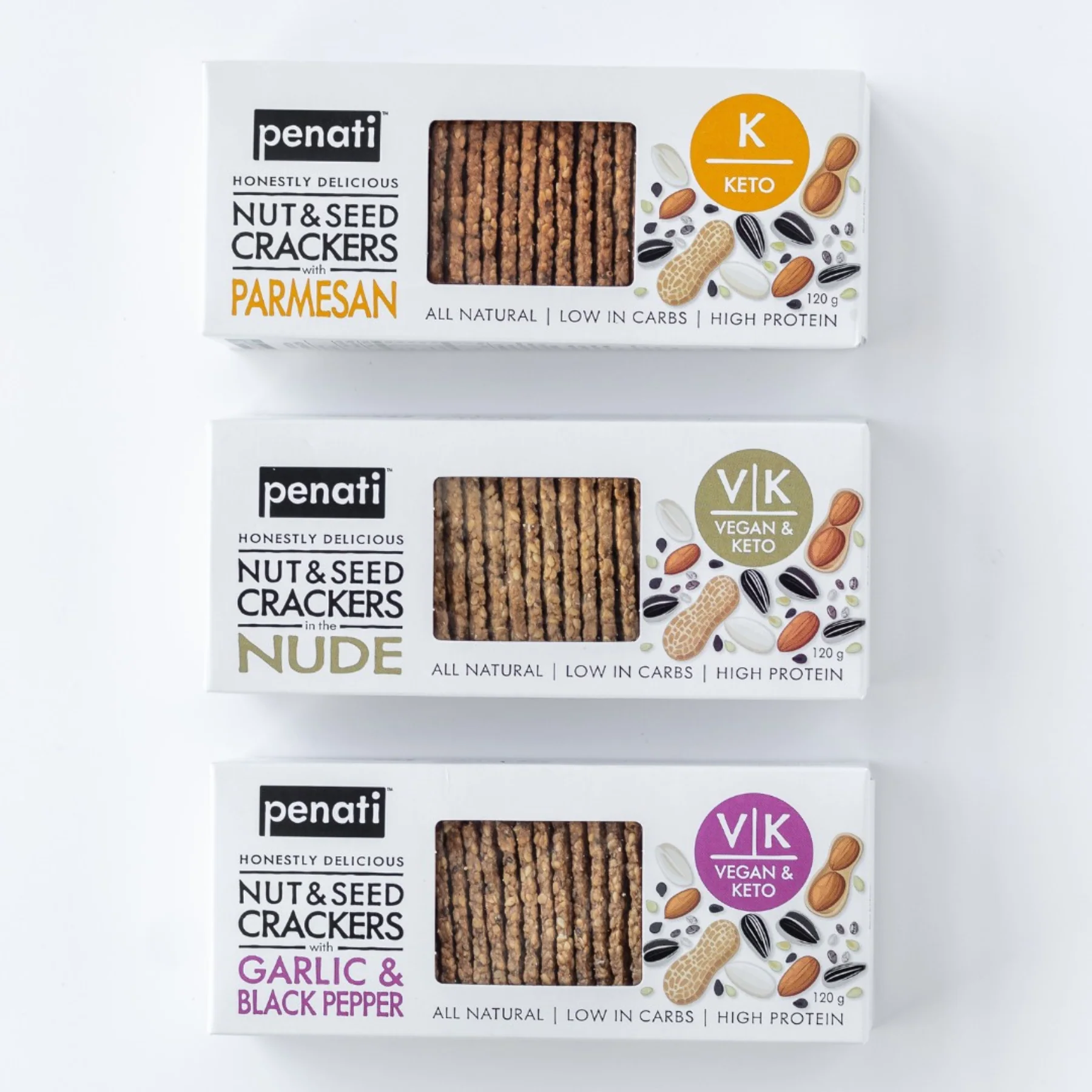 Penati Keto Nut & Seed Crackers 120g, Parmesan Flavour - Image 3