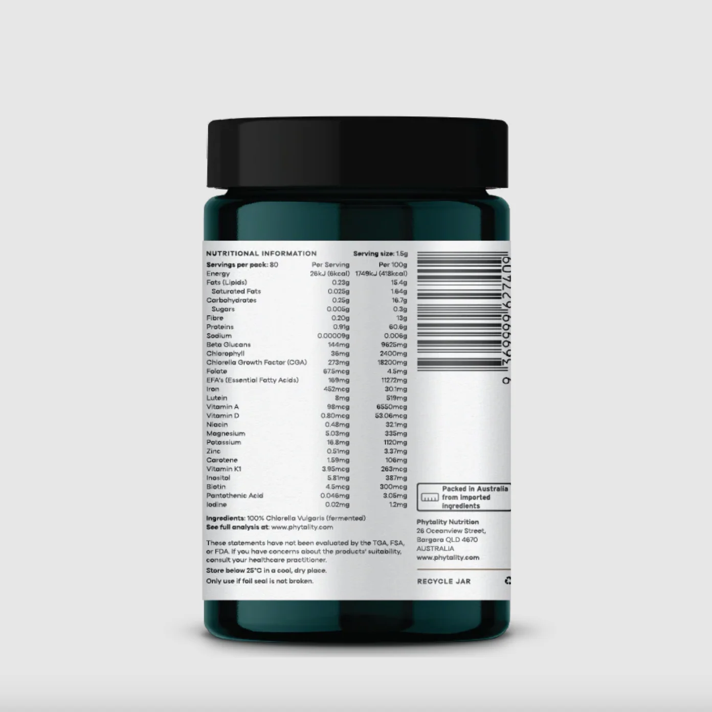 Phytality Plant-Based Fermented Chlorella Powder 120g, With The Highest Purity & Bioavailability - Image 4