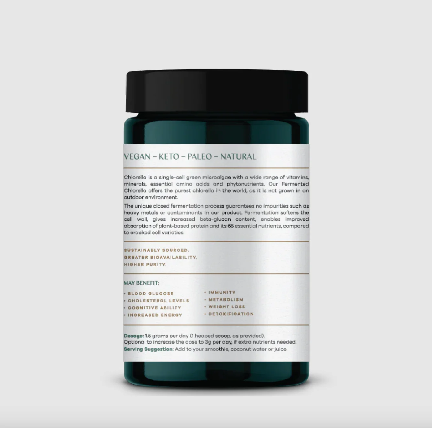 Phytality Plant-Based Fermented Chlorella Powder 120g, With The Highest Purity & Bioavailability - Image 5
