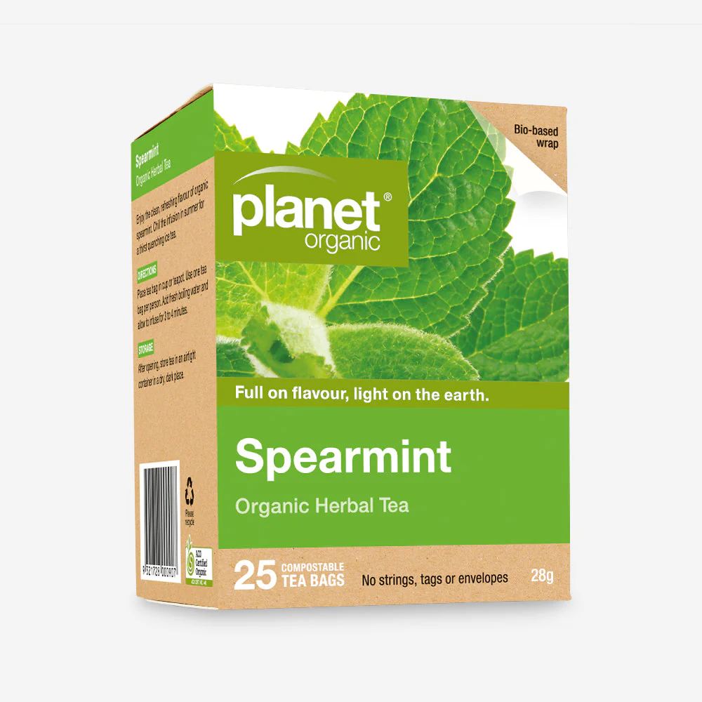 Planet Certified Organic Herbal Tea 25 Tea Bags, Spearmint; Clean & Refreshing