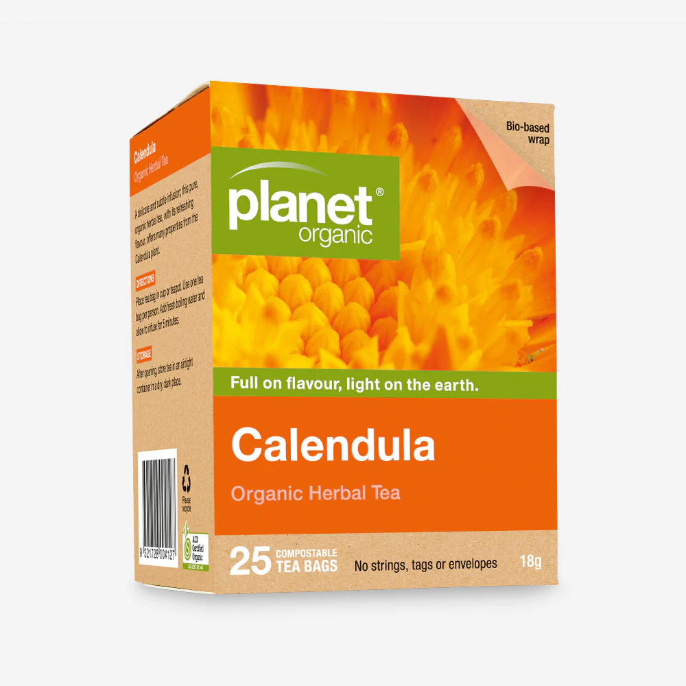 Planet Organic Certified Organic Herbal Tea 25 Tea Bags, Calendula; A Delicate & Subtle Infusion