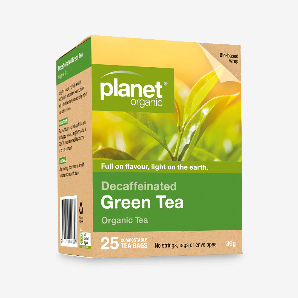Planet Organic Certified Organic Decaffeinated Green Tea 25 Tea Bags, Antioxidant Rich