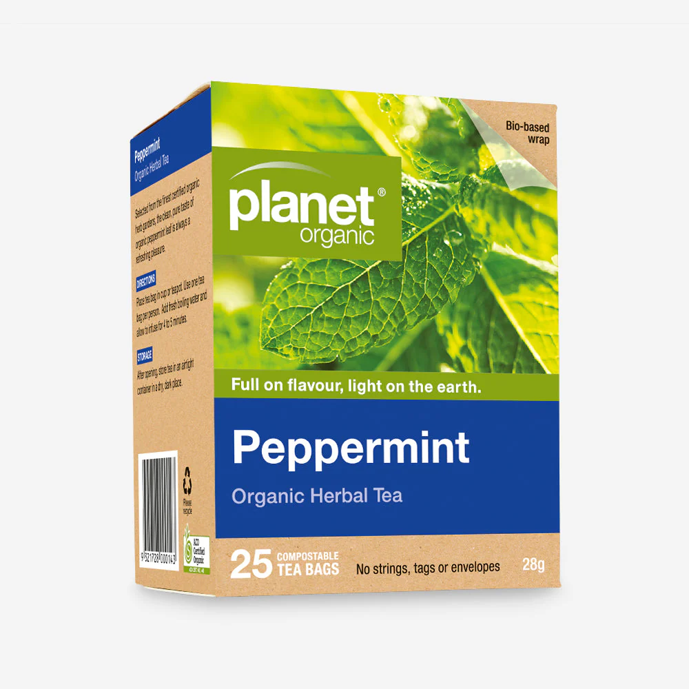 Planet Certified Organic Herbal Tea 25 Or 50 Tea Bags, Peppermint; Clean & Pure