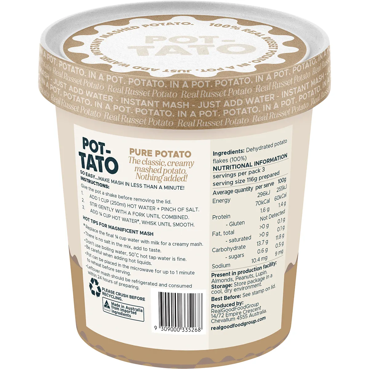 Plantasy Foods Instant Mashed POT-TATO 50g, Pure Flavour Just Add Water - Image 2