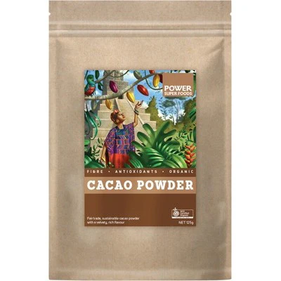 Power Super Foods Certified Organic Cacao Powder Kraft Bag 125g, 250g Or 500g, A Velvety Rich Cacao
