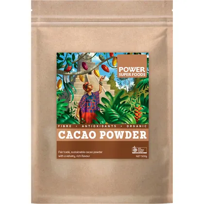 Power Super Foods Certified Organic Cacao Powder Kraft Bag 125g, 250g Or 500g, A Velvety Rich Cacao - Image 4