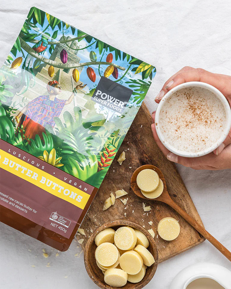 Power Super Foods Certified Organic Cacao Butter Buttons 250g Or 450g, Exceptionally smooth & Cold-Pressed - Image 4