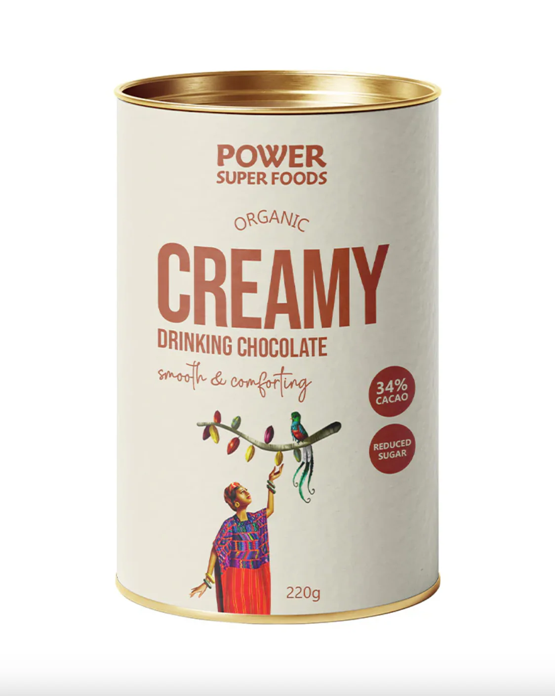 Power Super Foods Organic Creamy Drinking Chocolate 220g, Smooth & Comforting - Image 2