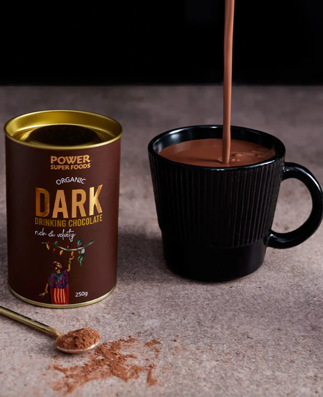 Power Super Foods Organic Dark Drinking Chocolate 250g, Rich & Velvety - Image 3