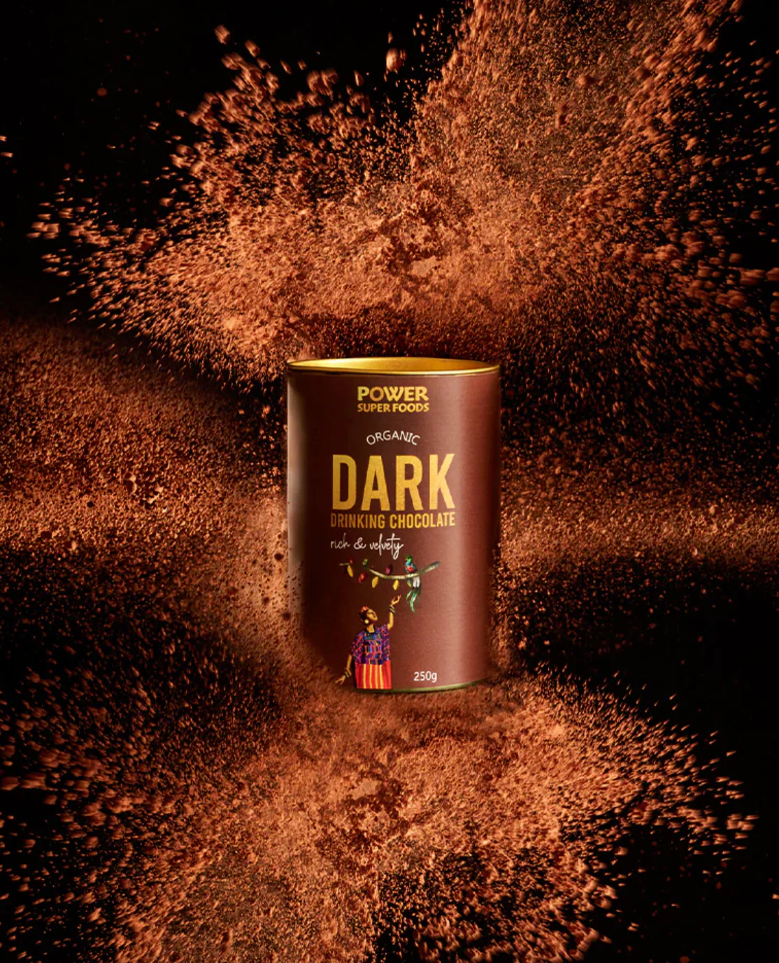 Power Super Foods Organic Dark Drinking Chocolate 250g, Rich & Velvety - Image 4