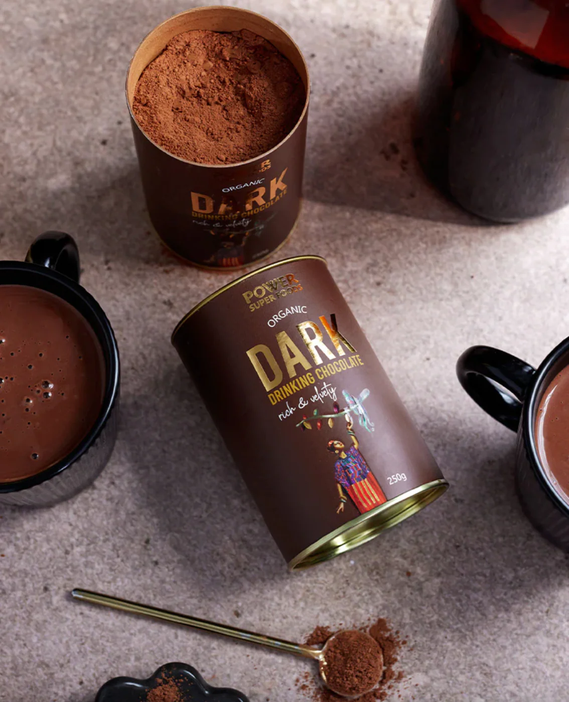 Power Super Foods Organic Dark Drinking Chocolate 250g, Rich & Velvety - Image 5