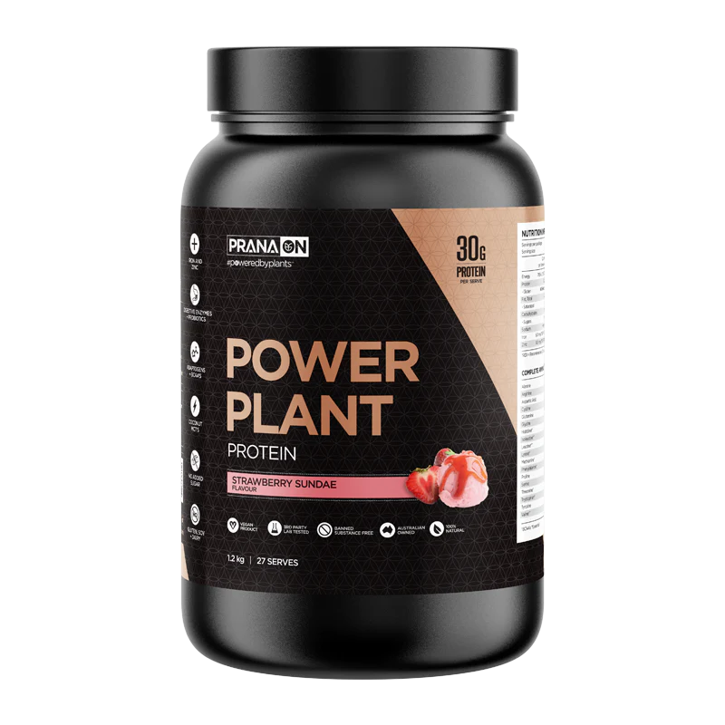 Prana On Power Plant Protein 500g, 1.2kg Or 2.5kg, Strawberry Sundae