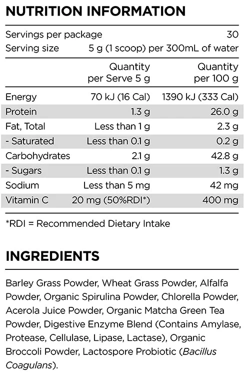 Prana On Super Greens 150g, Original {Unflavoured} - Image 2